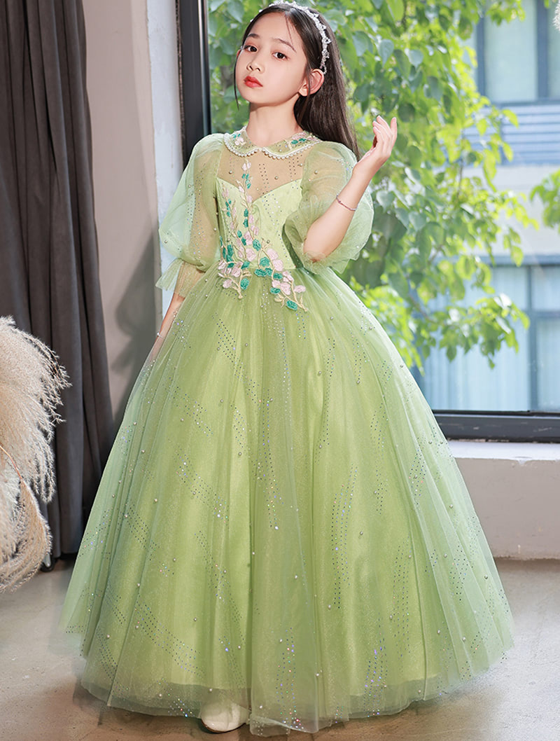 Little Girls' Turnover Collar Party Formal Evening Dress Ball Gown01