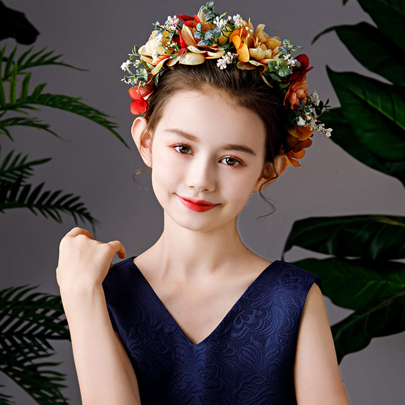 Girls Forest Blossom Wreath Crown Headband for Bride Dance Party01
